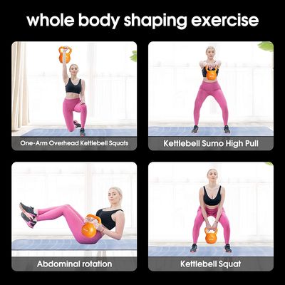 ด้ามยางก้นกว้างสีส้ม Weight Kettlebell สำหรับการฝึก Arm Lifting, Core, Leg