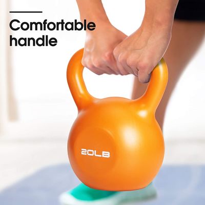ด้ามยางก้นกว้างสีส้ม Weight Kettlebell สำหรับการฝึก Arm Lifting, Core, Leg