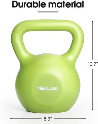 โฮมยิม ด้ามจับป้องกันการลื่น PE การฝึกความแข็งแรง Kettlebell Green 5LBS 20 LBS